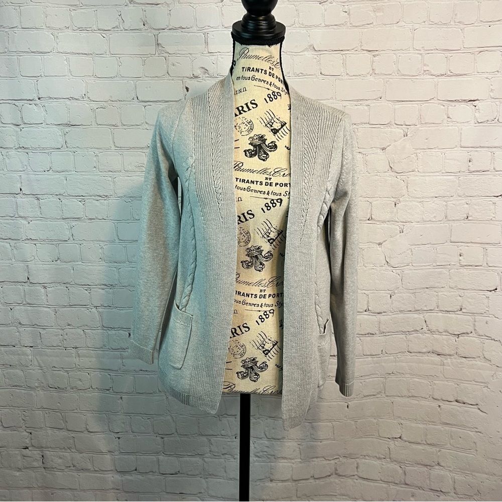 Talbots petite Open Cardigan Light Grey size P